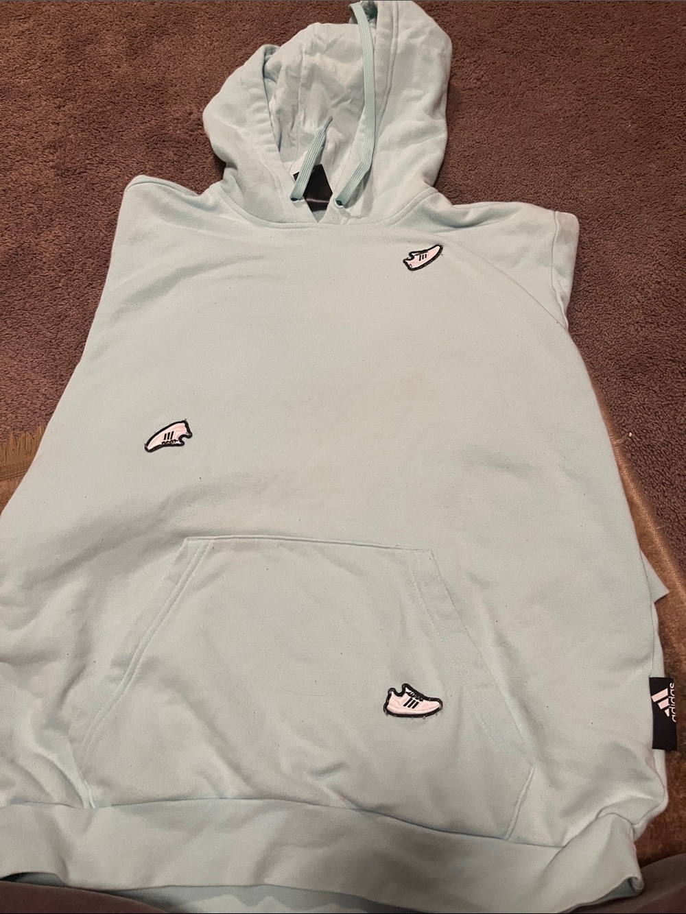 adidas Light Blue Hooded Women's Sweatshirt with Sneaker Patches